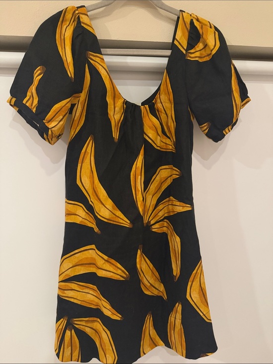 FARM Rio Dresses & Skirts - FARM Rio Black Mini Dress with Bold Yellow Leaf Print